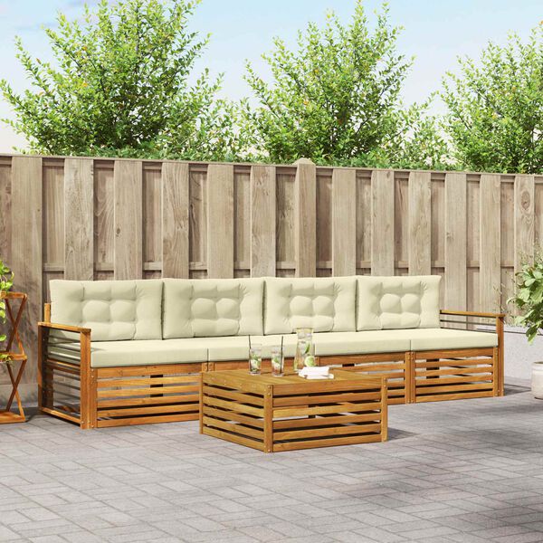 vidaXL V&auml;li diivanikomplekt padjaga 5 pcs Looduslik ja kreem