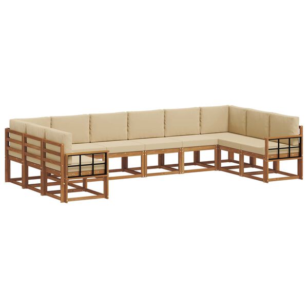 vidaXL V&auml;li diivanikomplekt padjaga 10 pcs Looduslik ja beež