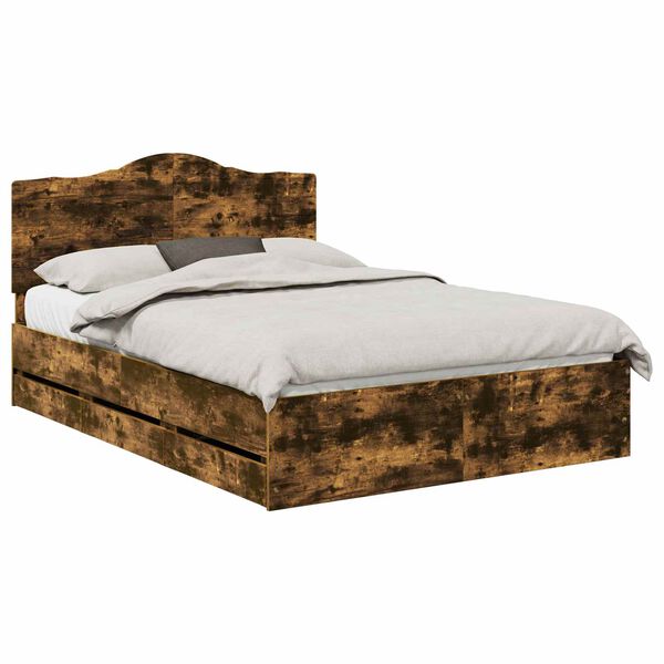 vidaXL Voodi raam sahtliga Suitsetatud tamm 160 x 200 cm Inseneripuit