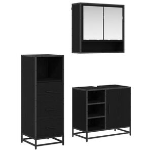 vidaXL Vannitoa m&ouml;&ouml;bleset sahtliga riiuliga 3 pcs Must tamm Tehispuit