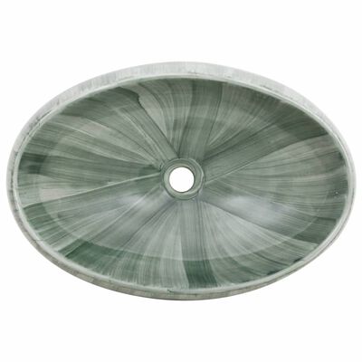 vidaXL valamu tasapinnale, roheline, ovaalne, 59x40x15 cm, keraamiline