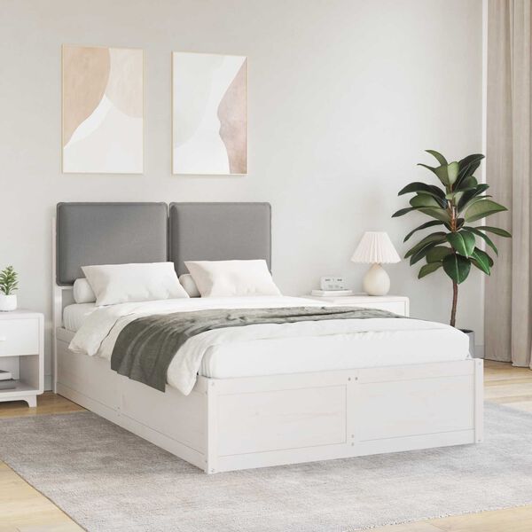 vidaXL Voodiraam Pehme Peatoega peaga Helehall 120 x 190 cm Tahke m&auml;nd