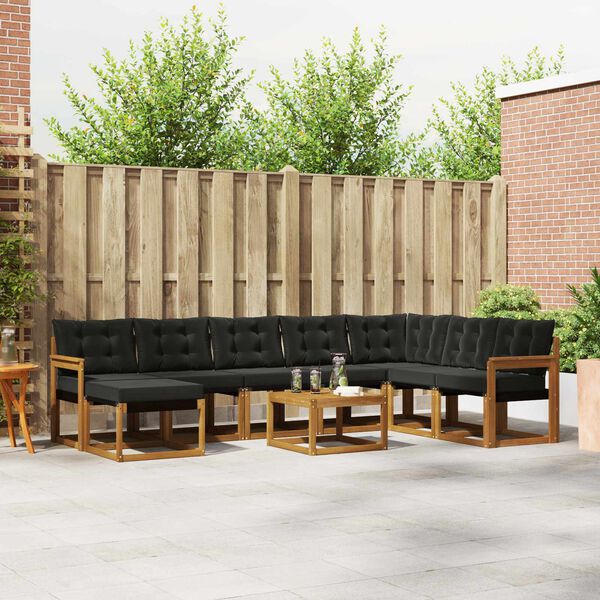 vidaXL V&auml;li diivanikomplekt padjaga 9 pcs Looduslik ja must