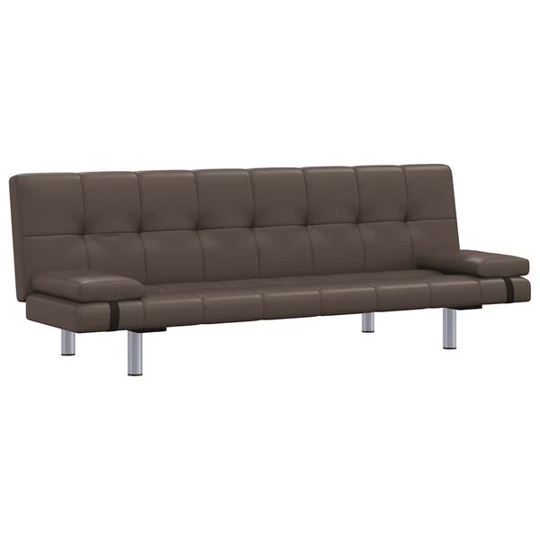 vidaXL diivanvoodi kahe padjaga, pruun, kunstnahk