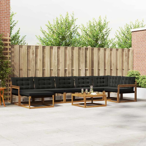 vidaXL V&auml;li diivanikomplekt 22 pcs Looduslik ja must Tugev akatsiapuu