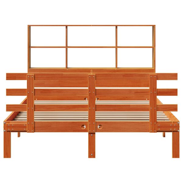 vidaXL riiuliga voodi ilma madratsita, vahapruun, 150x200cm, m&auml;nnipuit