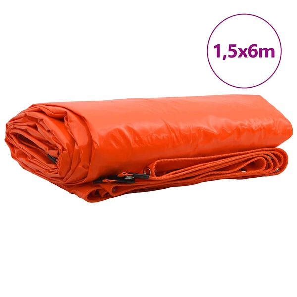 vidaXL Tarpaulin 650g / m&sup2; Oranž 1,5 x 6 m L&otilde;uend PVC kattega