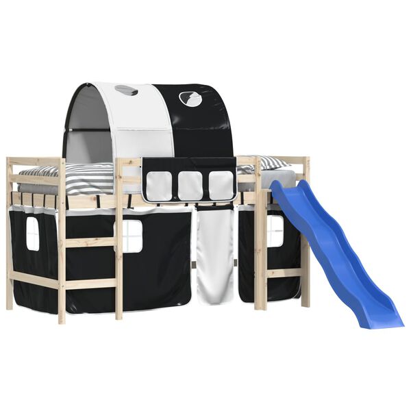 vidaXL kardinad ja tunnel k&otilde;rgele voodile, valge ja must, pol&uuml;ester