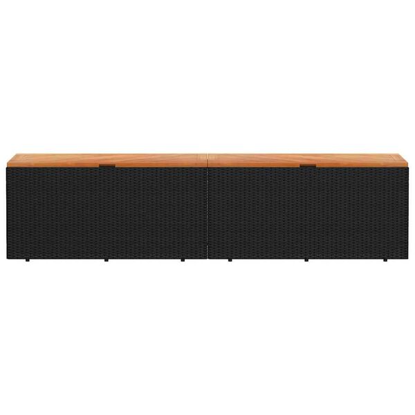 vidaXL aia hoiukast, must, 220 x 50 x 5 cm, polürotang/akaatsiapuit