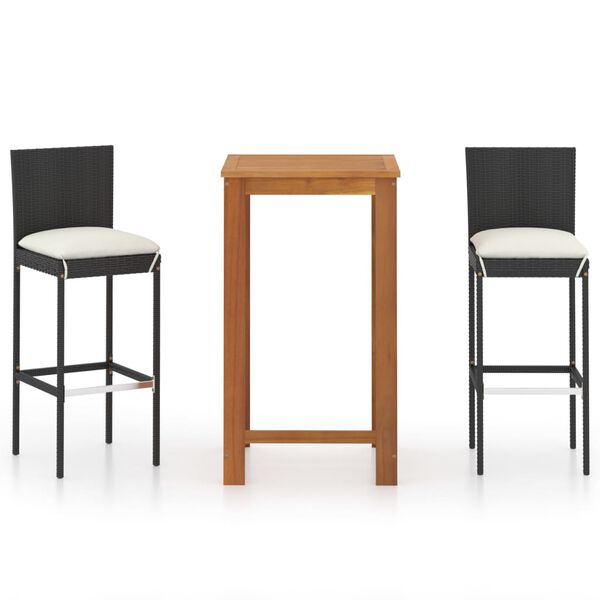 vidaXL 3-osaline aiam&ouml;&ouml;blikomplekt patjadega, must