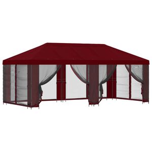 vidaXL Paviljon k&uuml;lgseinadega 6 x 3 m Veinipunane Pol&uuml;ester ja teras