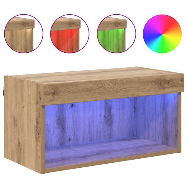 vidaXL Telerikapi komplekt LEDiga K&auml;sit&ouml;&ouml;puu Tehispuit