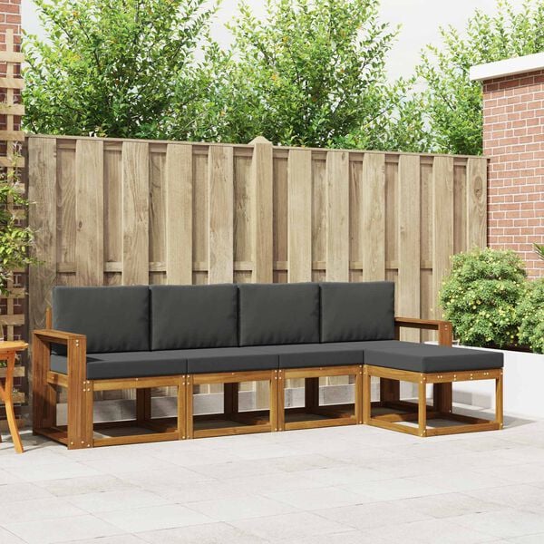 vidaXL V&auml;li diivanikomplekt padjaga 5 pcs Looduslik ja antriit