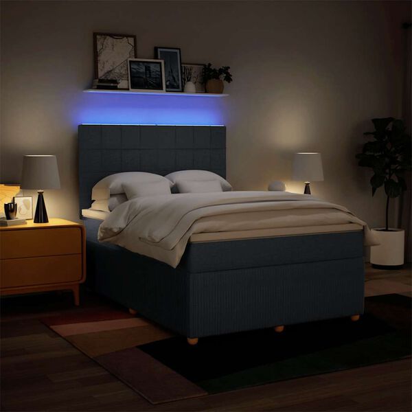 vidaXL kontinentaalvoodi madratsiga, sinine, 140x200 cm, kangas