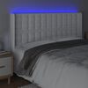 vidaXL LED-voodipeats, valge, 203x16x118/128 cm, kunstnahk