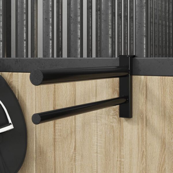 vidaXL kaheharuline sadulapuu, kaasaskantav, must, raud