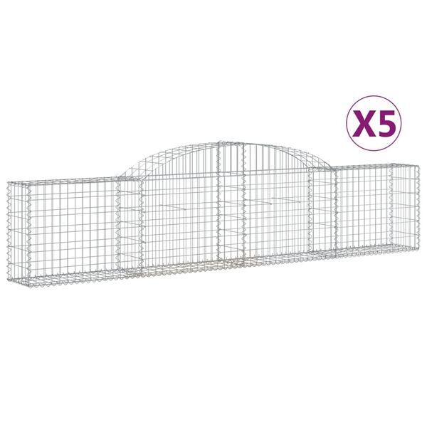 vidaXL kaarekujulised gabioonkorvid 5 tk, 300 x 30 x 60/80 cm, raud