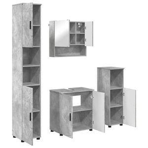vidaXL Vannitoa m&ouml;&ouml;bleset uksega 4 pcs Betoonhall Tehispuit & Metall