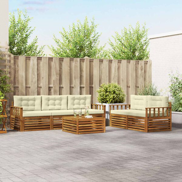 vidaXL V&auml;li diivanikomplekt padjaga 6 pcs Looduslik ja kreem