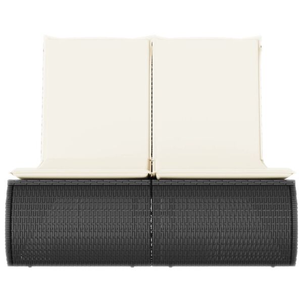 vidaXL kahekohaline päevitustool istmepatjadega, must, polürotang