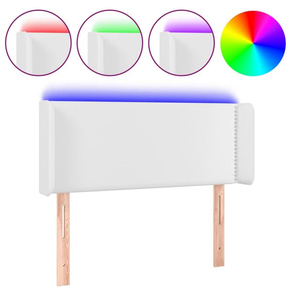 vidaXL LED-voodipeats, valge, 93x16x78/88 cm, kunstnahk