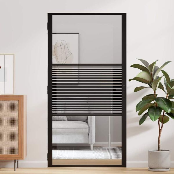 vidaXL Siseuks Must 102.5 x 201.5 cm Karastatud klaas ja alumiinium