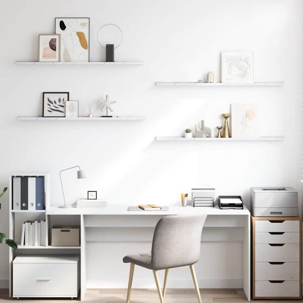 vidaXL Seinariiul riiuliga 4 pcs Valge Marmor 115 x 9 x 3 cm Tehispuit