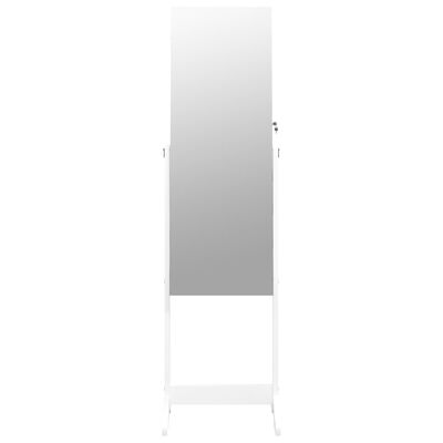 vidaXL eraldiseisev peegliga ehetekapp, valge, 42 x 38 x 152 cm