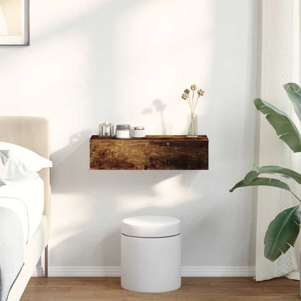 vidaXL seinariiul sahtlitega, suitsutatud tamm, 60 x 26,5 x 15 cm