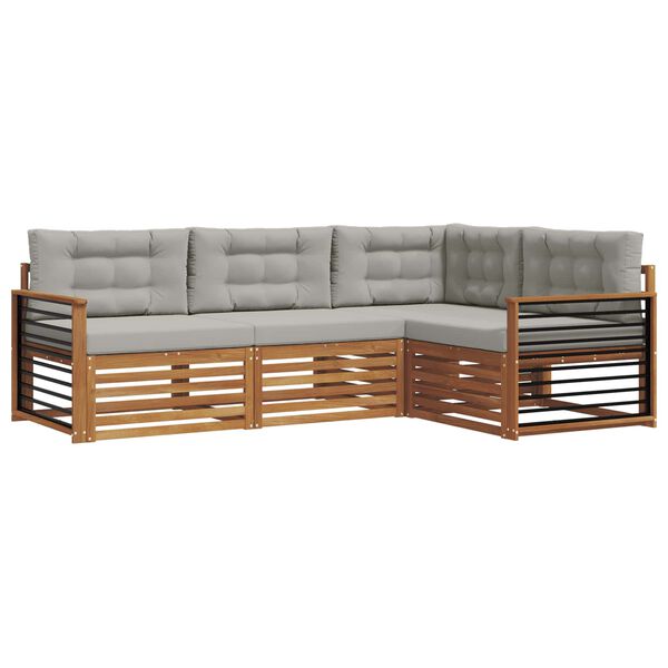 vidaXL V&auml;li diivanikomplekt padjaga 4 pcs Looduslik ja Hele Hall