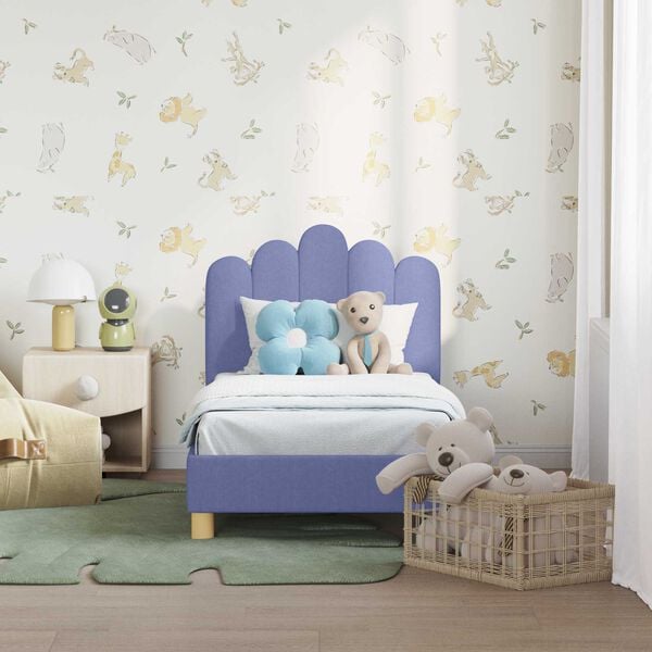 vidaXL Kuni 3-aastase voodi raam koos peatoega peaga Jeans sinine