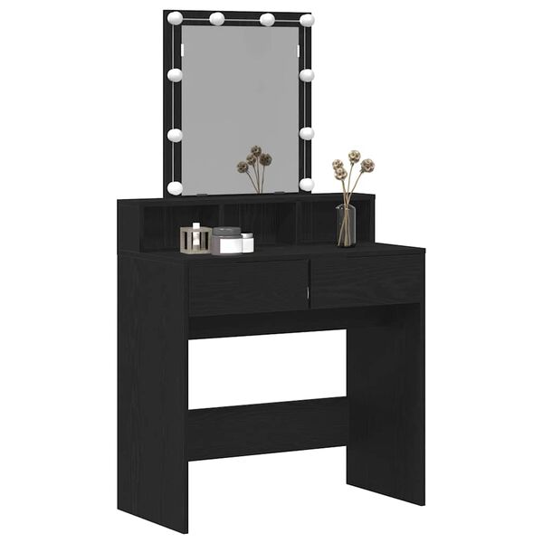 vidaXL Dressing Table sahtliga Must tamm 80 x 41 x 144.5 cm Tehispuit