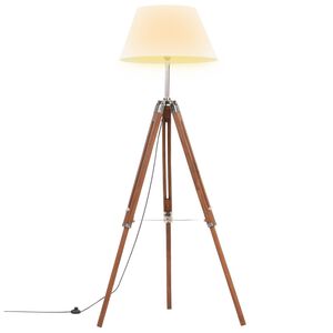 vidaXL kolme jalaga p&otilde;randalamp, meepruun ja valge tiikpuu, 141 cm