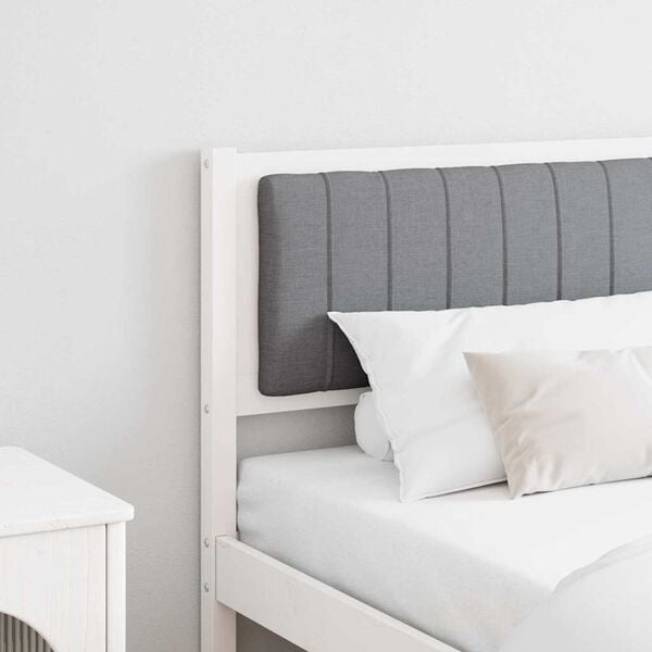 vidaXL Polsterdatud voodiots peaga Valge 180 cm Tahke m&auml;nd