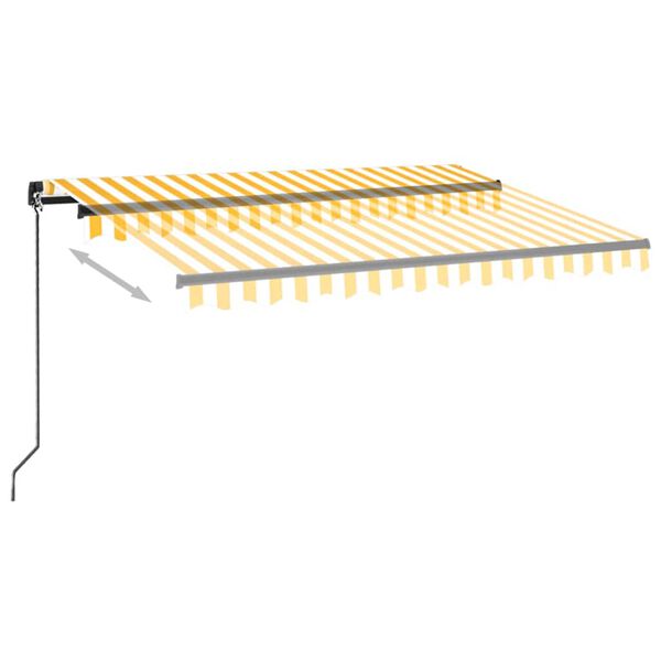 vidaXL k&auml;sitsi sisset&otilde;mmatav varikatus, LED, 350x250 cm kollane, valge