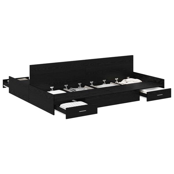 vidaXL Voodi hoiukohaga raam peaga Must tamm 135 x 190 cm Tehispuit