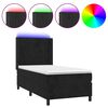 vidaXL kontinentaalvoodi madrats ja LED, must, 100x200 cm, samet