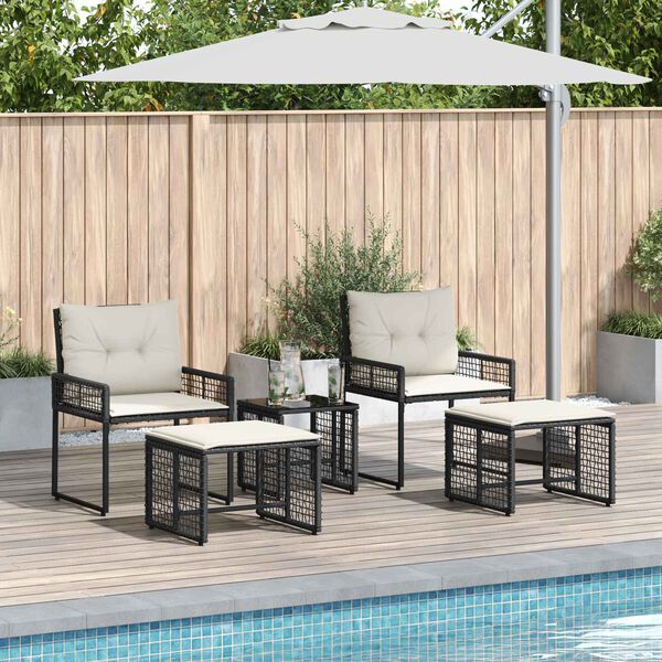 vidaXL V&auml;lis m&ouml;&ouml;bli komplekt padjaga 5 pcs Must ja Valge