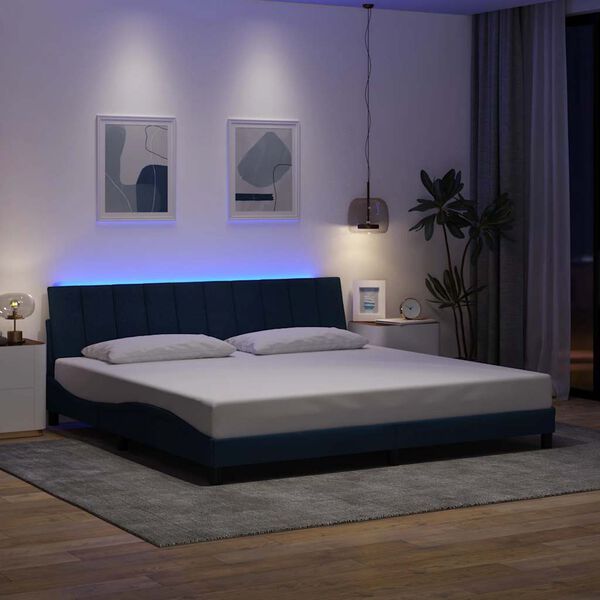 vidaXL voodiraam ilma madratsita Hanko, sinine, 200 x 200 cm, kangas