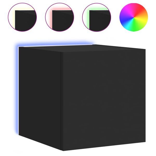 vidaXL teleri seinakapp LED-tuledega, must, 30,5 x 35 x 30 cm