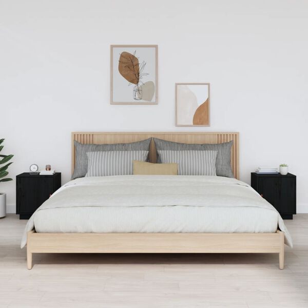 vidaXL öökapid 2 tk, must, 40 x 34 x 45 cm, männipuit