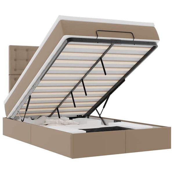 vidaXL Ottomani voodiraam madratsiga, cappuccino, 120x190cm, kunstnahk