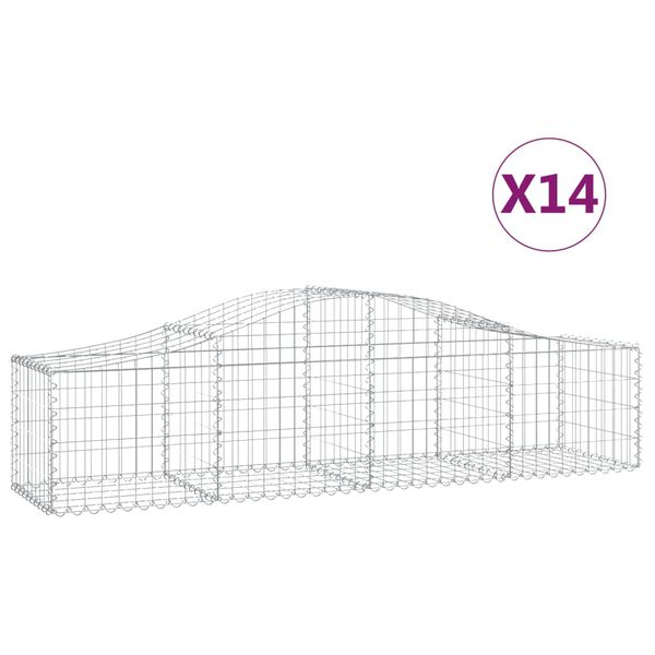 vidaXL kaarekujulised gabioonkorvid 14 tk, 200x50x40/60 cm, raud