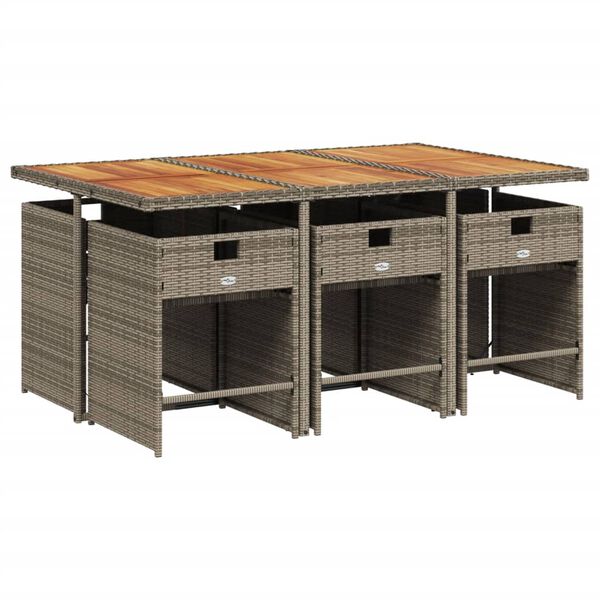 vidaXL 7-osaline aiam&ouml;&ouml;bli komplekt patjadega, hall, pol&uuml;rotang