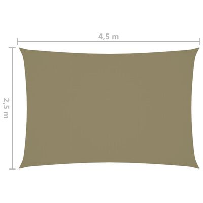 vidaXL oxford-kangast päikesepuri, ristkülikukujuline, 2,5x4,5 m, beež