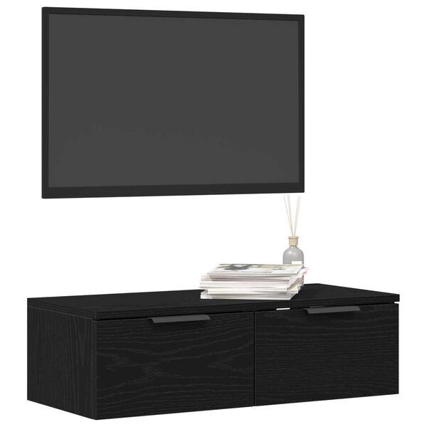 vidaXL Seinekapp sahtliga Must tamm 68 x 30 x 20 cm Tehispuit