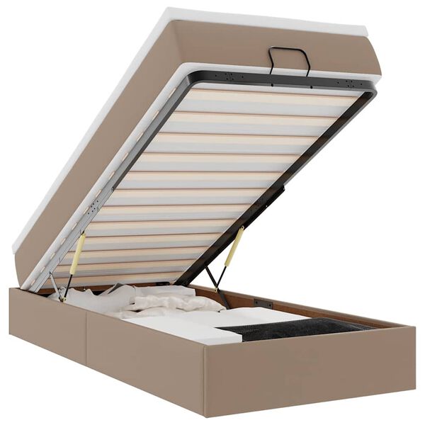 vidaXL Ottomani voodiraam madratsiga, cappuccino, 90x190cm, kunstnahk