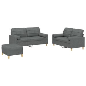 vidaXL 3-osaline diivanikomplekt patjadega, tumehall, kangas