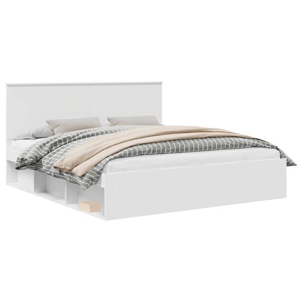 vidaXL Voodi raam peaga Valge 180 x 200 cm Tahke m&auml;nd