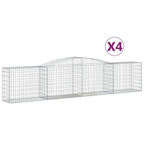 vidaXL kaarekujulised gabioonkorvid 4 tk, 400x50x80/100 cm, raud